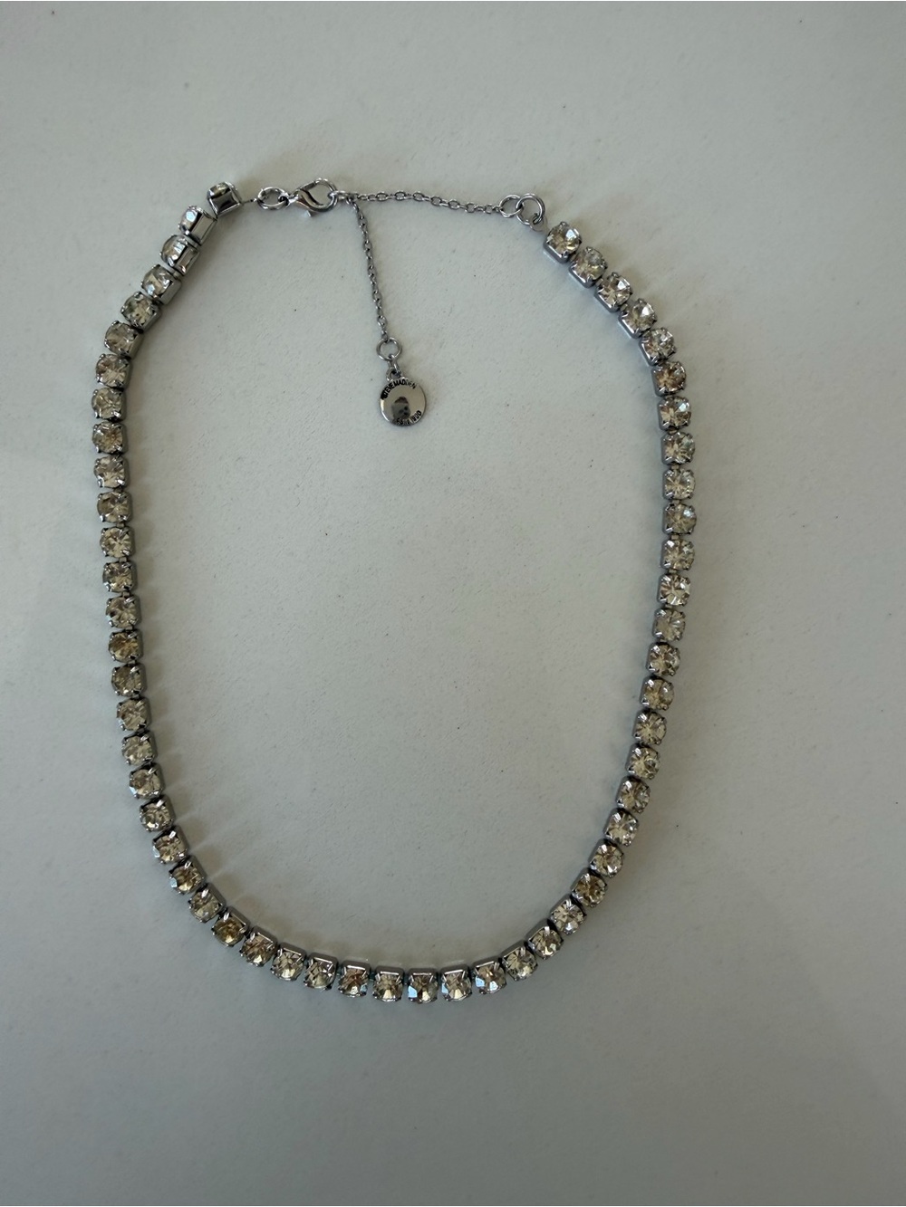 Steve Madden Silver Crystal Tennis Necklace - Clear Stones
